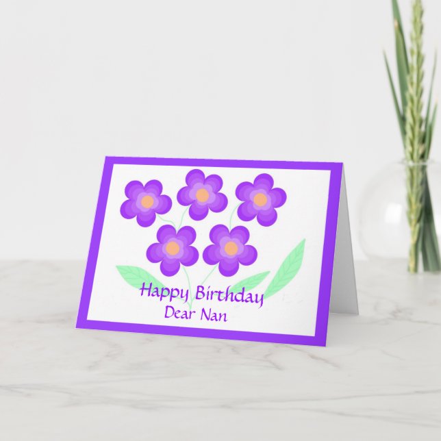 Happy Birthday Dear Nan Karte (Vorderseite)