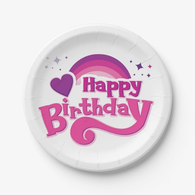 Happy Birthday Decorative Party Plate Pappteller (Vorderseite)