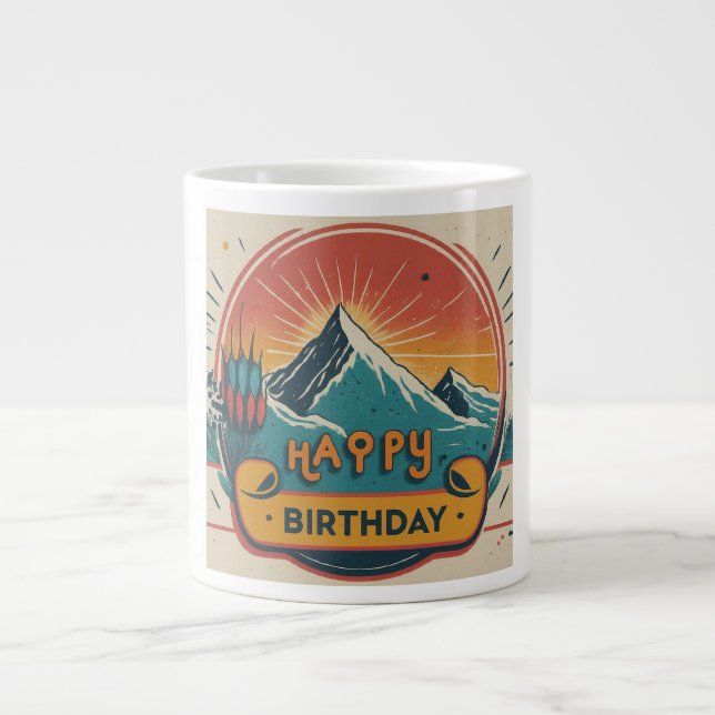 Happy Birthday Design Jumbo-Tasse (Vorderseite)
