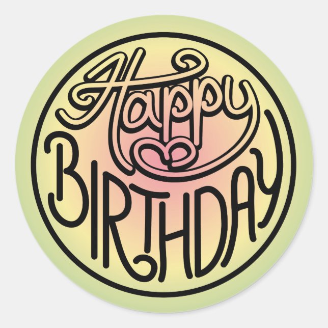 Happy Birthday Design Runder Aufkleber (Vorderseite)