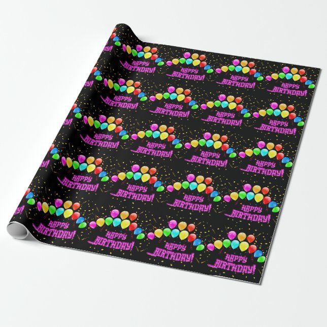 Happy Birthday! Design with colorful balloons and  Geschenkpapier (Ungerollt)