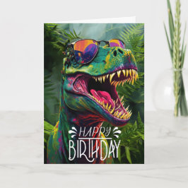 Happy Birthday Dinosaur Jungle Cool Jurassic Karte