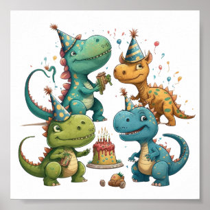 Happy Birthday Dinosaurier Poster