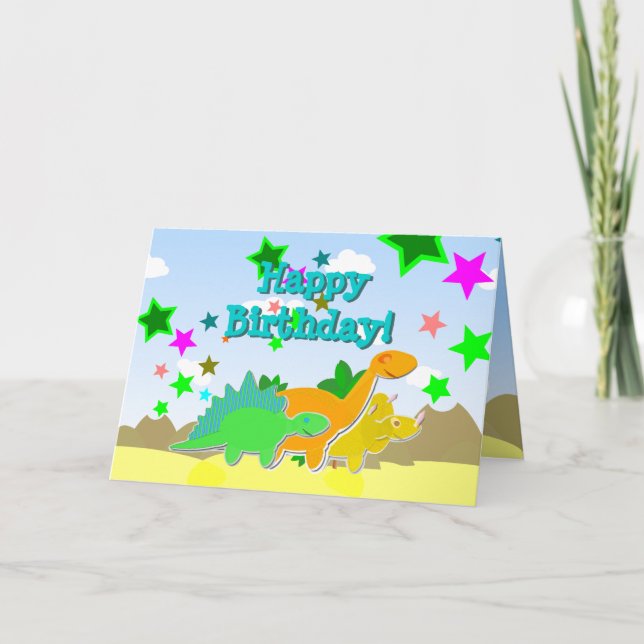 Happy Birthday Dinosaurs Card Karte (Vorderseite)