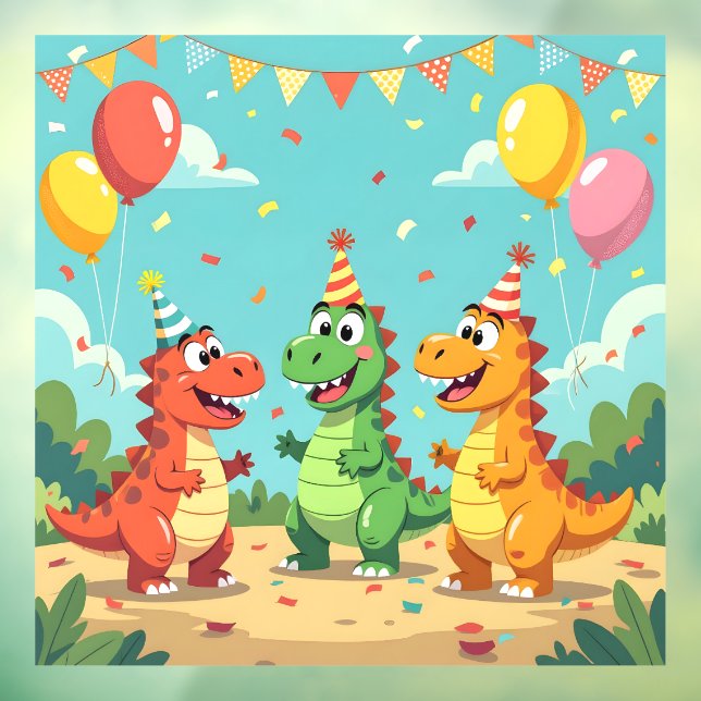 Happy birthday dinosaurs theme fensteraufkleber (Blatt 3)