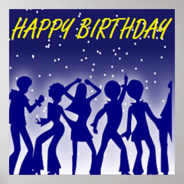 "HAPPY BIRTHDAY" DISCO DANCERS POSTER (Vorne)