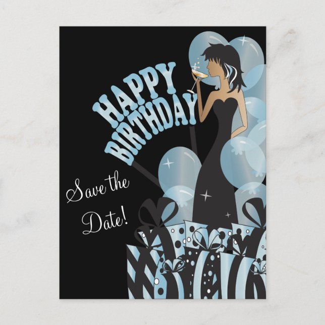 Happy Birthday Diva Girl | DIY Name | Aqua Ankündigungspostkarte (Vorderseite)