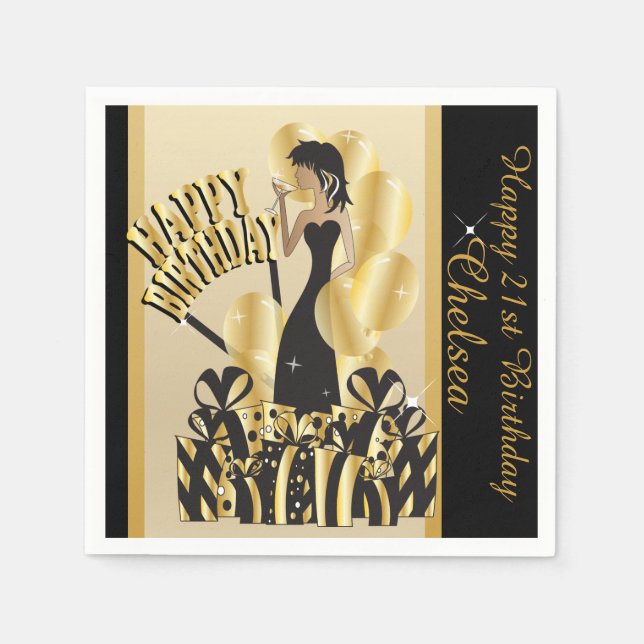 Happy Birthday Diva Girl | DIY Name | Gold Serviette (Vorderseite)