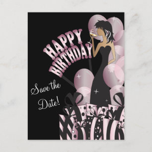 Happy Birthday Diva Girl   DIY Name   Rosa Ankündigungspostkarte