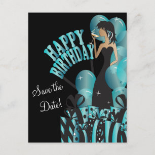 Happy Birthday Diva Girl   DIY Name   Türkis Ankündigungspostkarte