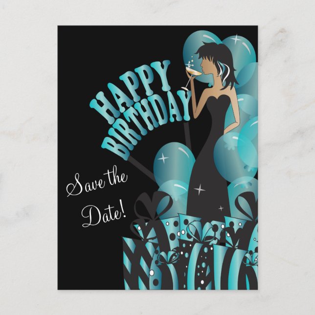 Happy Birthday Diva Girl | DIY Name | Türkis Ankündigungspostkarte (Vorderseite)