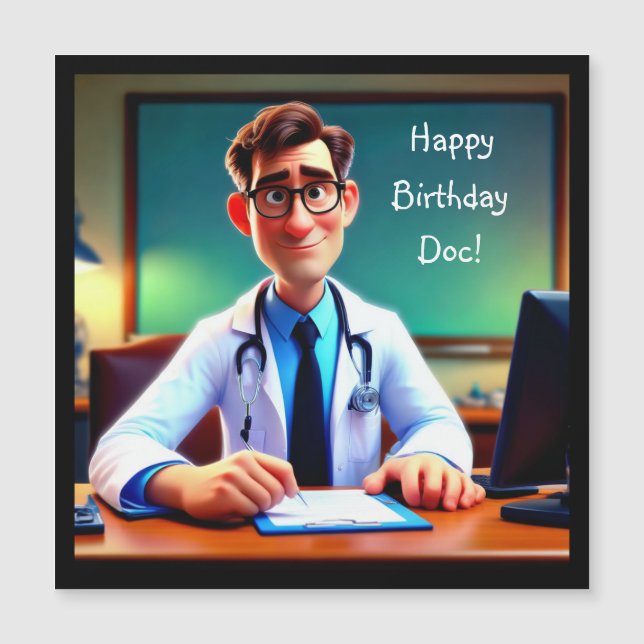 Happy Birthday Doc Magnetic Card Magnetkarte (Vorderseite)