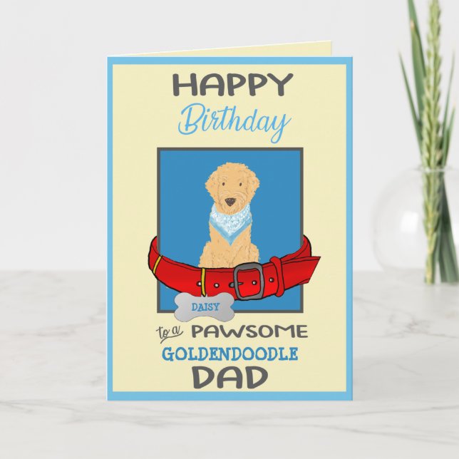 Happy Birthday Dog Daddy von Goldendoodle Dog Karte (Vorderseite)