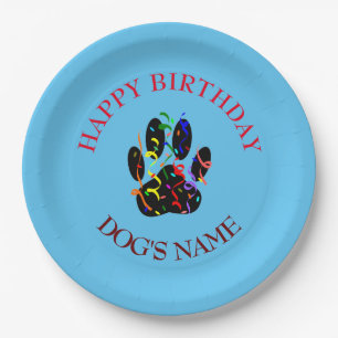 Happy Birthday Dog Paw Confetti Pappteller