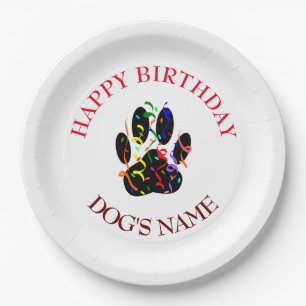 Happy Birthday Dog Paw Confetti Pappteller