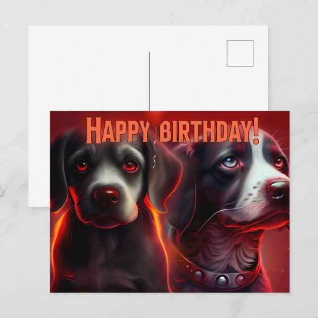 Happy Birthday! Dog Postkarte (Vorne/Hinten)