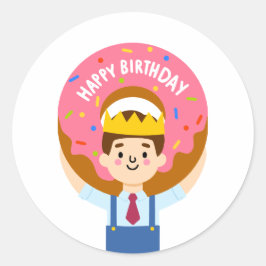 Happy Birthday donut Runder Aufkleber