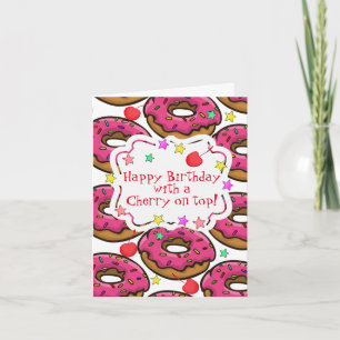 Happy Birthday Donuts Sprinkles Cherry oben Karte