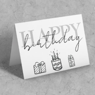 Happy Birthday Doodles Simple Card Karte