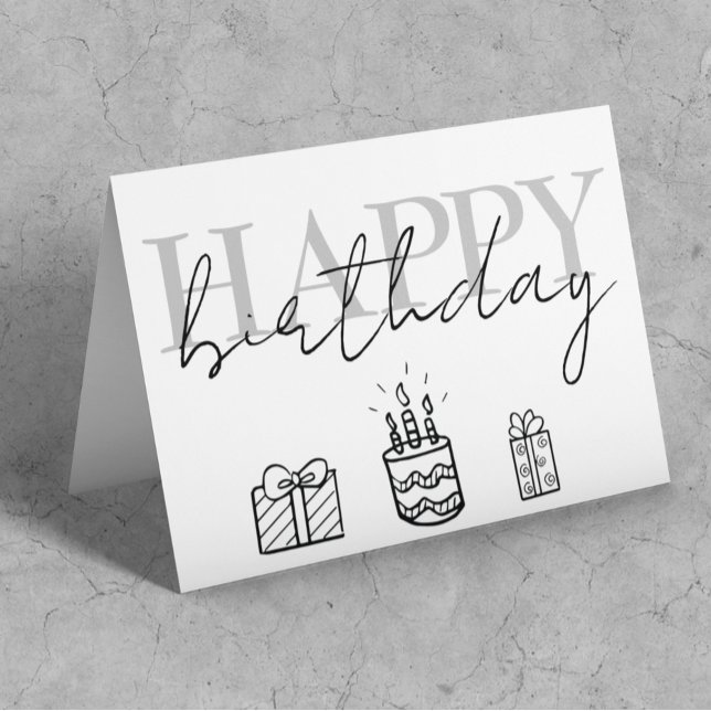 Happy Birthday Doodles Simple Card Karte (Von Creator hochgeladen)