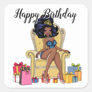 Happy Birthday Drag Queen Quadratischer Aufkleber