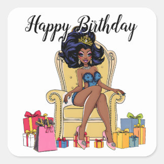 Happy Birthday Drag Queen Quadratischer Aufkleber