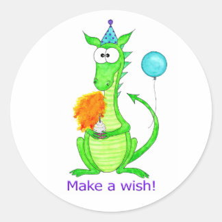 Happy Birthday Dragon Runder Aufkleber