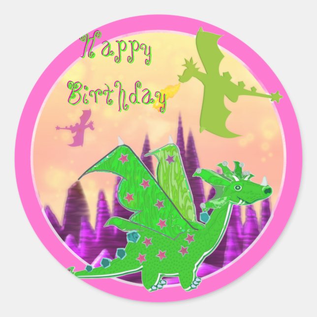 Happy Birthday Dragon Stickers (Vorderseite)