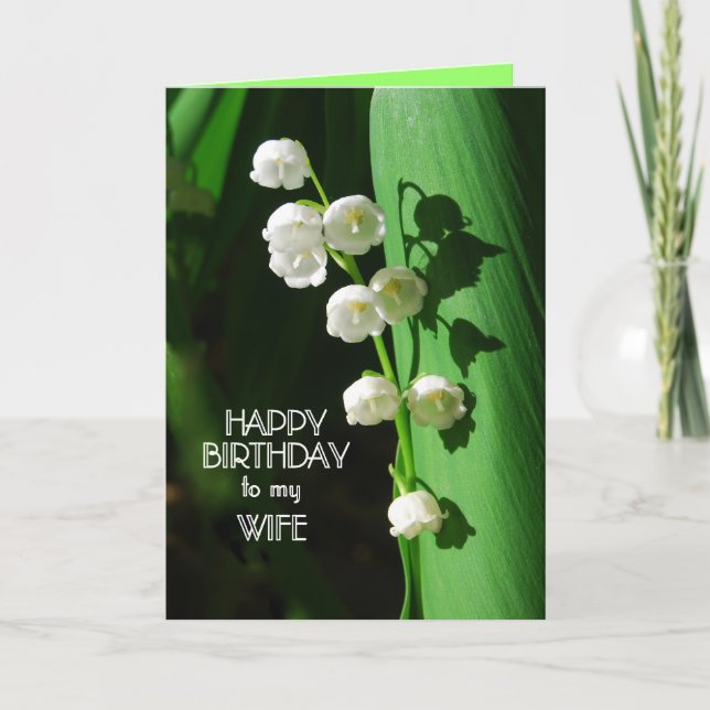 Happy Birthday Ehefrau Lily of the Valley Karte (Vorderseite)