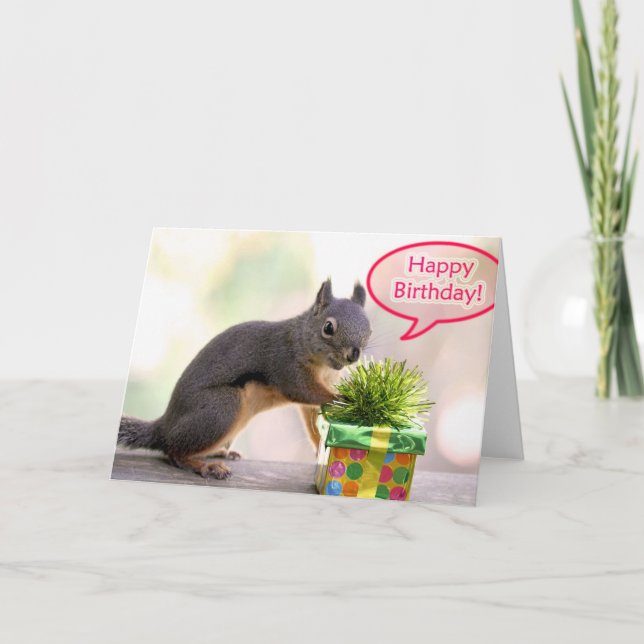 Happy Birthday Eichhörnchen Karte (Vorderseite)