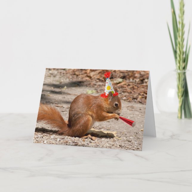 Happy Birthday Eichhörnchen Karte (Vorderseite)