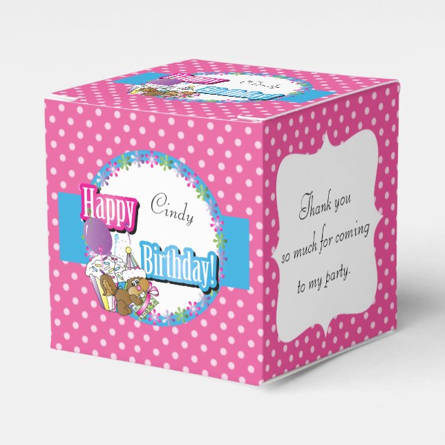 Happy Birthday Eichhörnchen - Rosa Geschenkschachtel (Vorderseite)