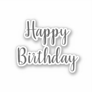 Happy Birthday Einfach Minimalistisch Gray Custom Aufkleber