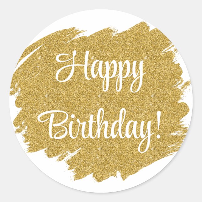 Happy Birthday Einfache Minimal Runder Aufkleber (Vorderseite)