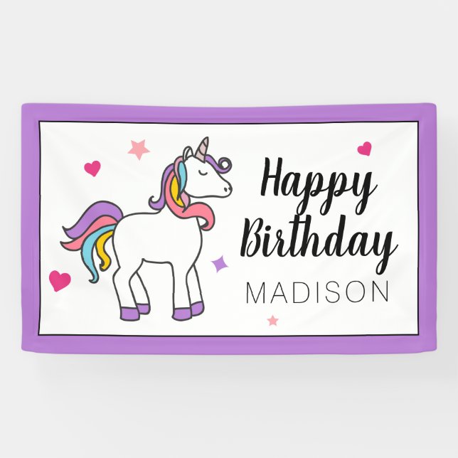 Happy Birthday | Einhorn Banner (Horizontal)