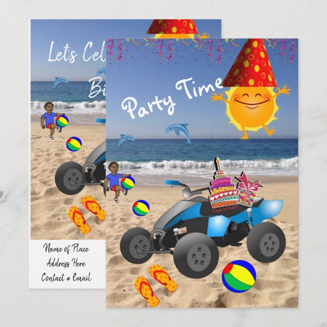 Happy Birthday Einladung African Boy Beach Bum (Vorne/Hinten)