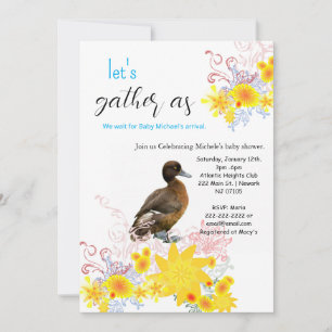 Happy Birthday Einladung Baby Duck Floral