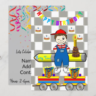 Happy Birthday Einladung Boy Trains