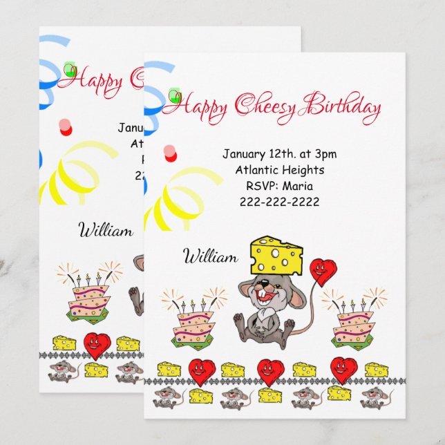 Happy Birthday Einladung Cheesy Birthday Wild One (Vorne/Hinten)