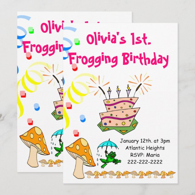 Happy Birthday Einladung Frogging First Wild One (Vorne/Hinten)