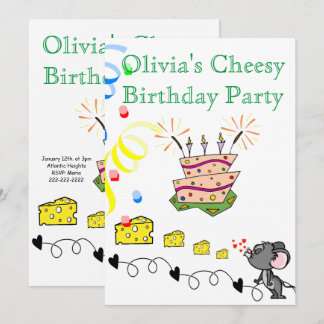 Happy Birthday Einladung Mousey Cheesy Party