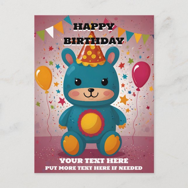 Happy Birthday Einladung Postkarte (Vorderseite)