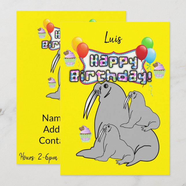 Happy Birthday Einladung Siegel Balloons (Vorne/Hinten)
