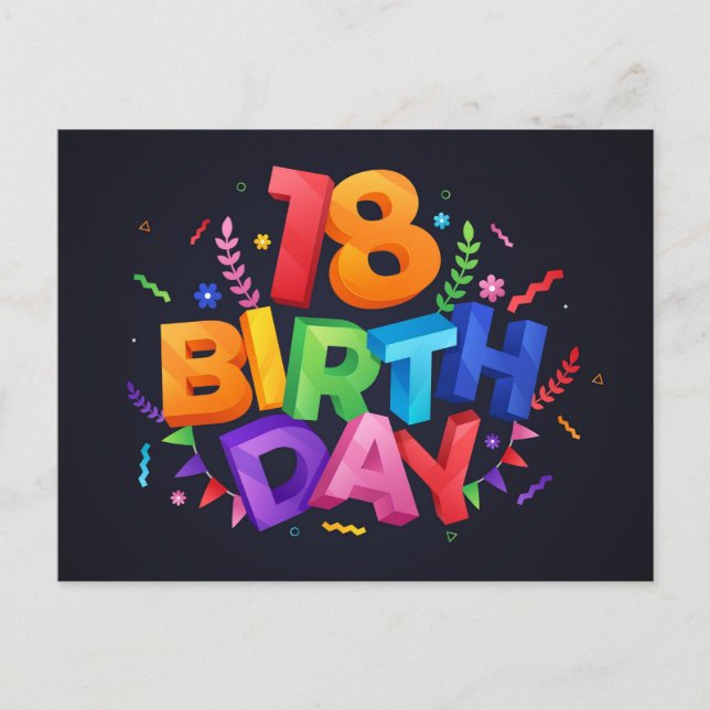 Happy Birthday Einladungspostkarte (Vorderseite)