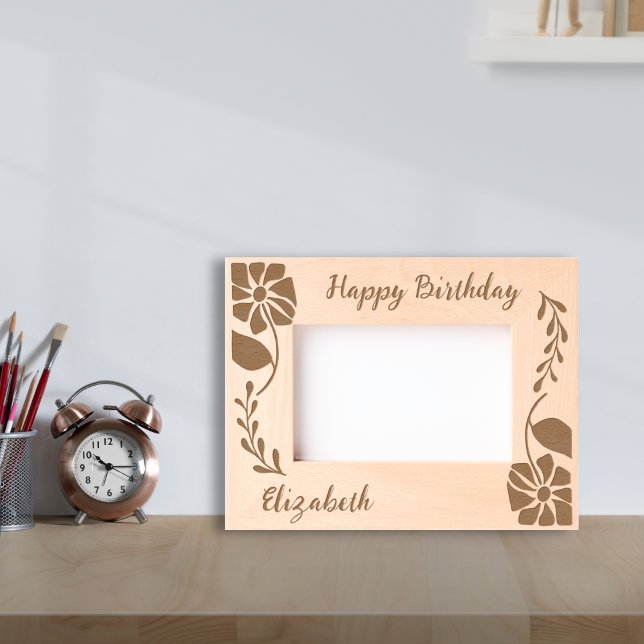 Happy Birthday Einzigartige Groovy Wildblume und B Geätzte Rahmen (Von Creator hochgeladen)