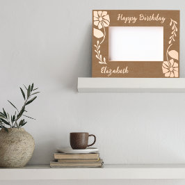 Happy Birthday Einzigartige Groovy Wildblume und B Geätzte Rahmen