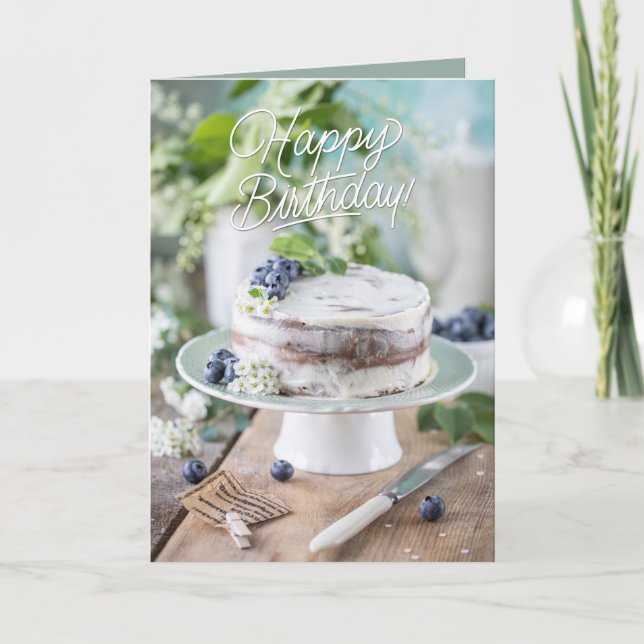 Happy Birthday Elegant Cake Illustration Karte (Vorderseite)