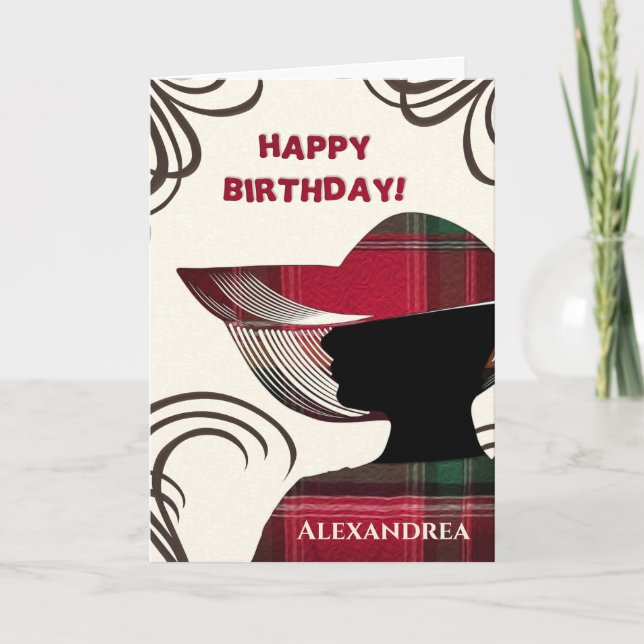  Happy Birthday Elegant Modern Lady Personalize  Karte (Vorderseite)