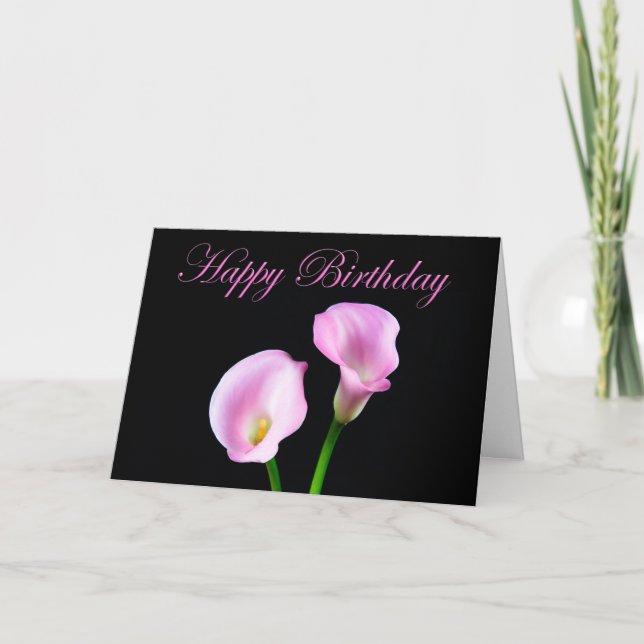 Happy Birthday Elegant Pink Calla Lilies Karte (Vorderseite)