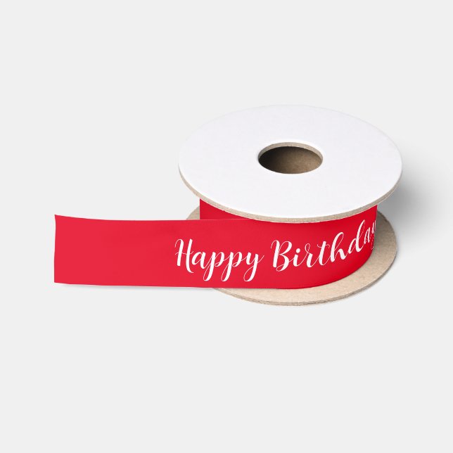 Happy Birthday Elegant Vibrant Red Ribbon Satinband (Spule)
